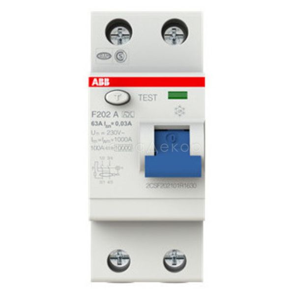 Выключатель дифференциального тока, УЗО ABB 2CSF202101R1630 F200 F202 A-63/0,03