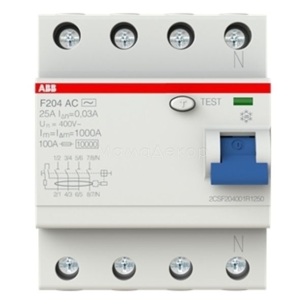 Выключатель дифференциального тока, УЗО ABB 2CSF204001R1250 F200 F204 AC-25/0,03