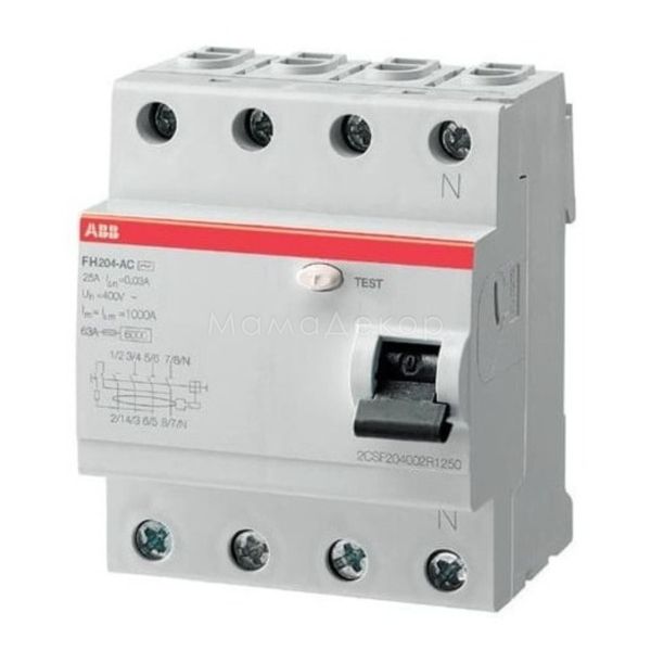 Выключатель дифференциального тока, УЗО ABB 2CSF204002R1250 FH200 FH204 AC-25/0,03