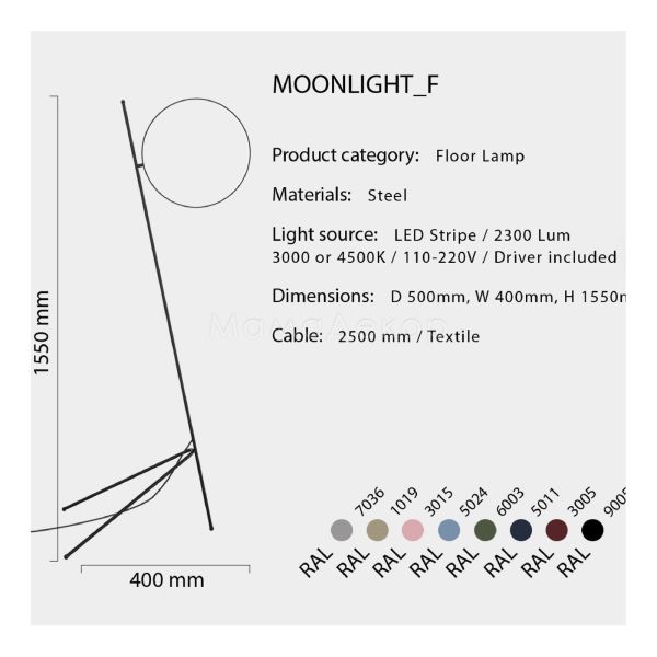 Зображення з інформацією про товар Babich MOONLIGHT_F RAL3005 3000K