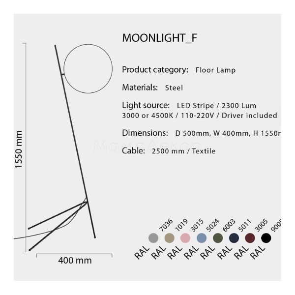 Зображення з інформацією про товар Babich MOONLIGHT_F RAL3005 4500K