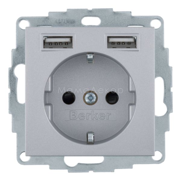 Розетка 220В с USB Berker 48031404 S.1/B.3/B.7