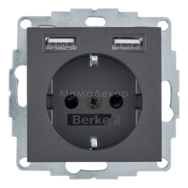 Розетка 220В с USB Berker 48031606 S.1/B.3/B.7