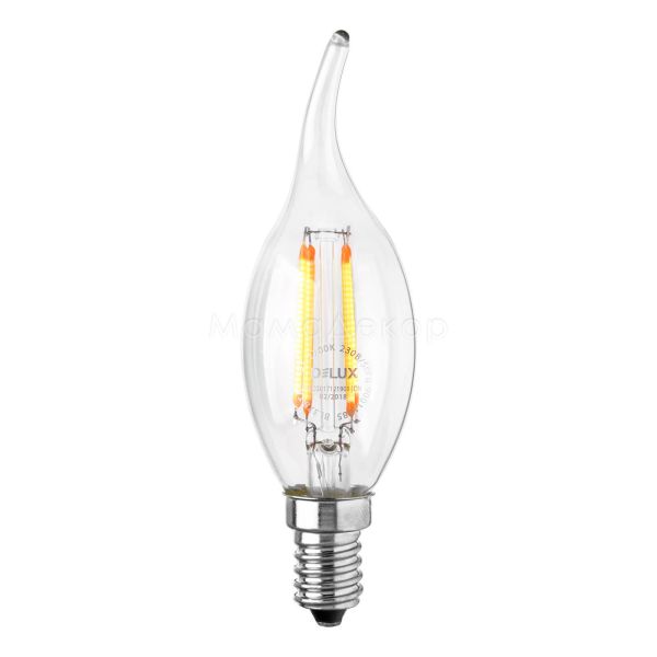 Лампа светодиодная Delux 90011685 мощностью 4W из серии Filament. Типоразмер — BL37B с цоколем E14, температура цвета — 2700K