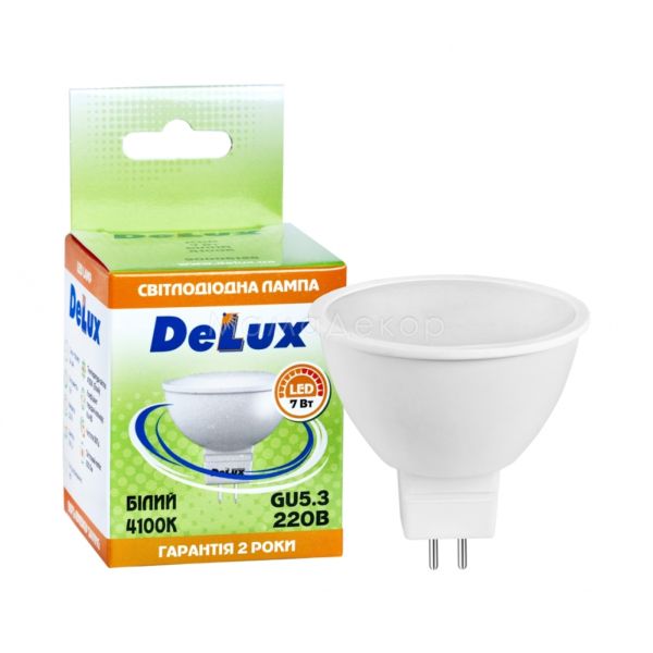 Лампа светодиодная Delux 90011746 мощностью 7W. Типоразмер — MR16 с цоколем GU5.3, температура цвета — 4100K