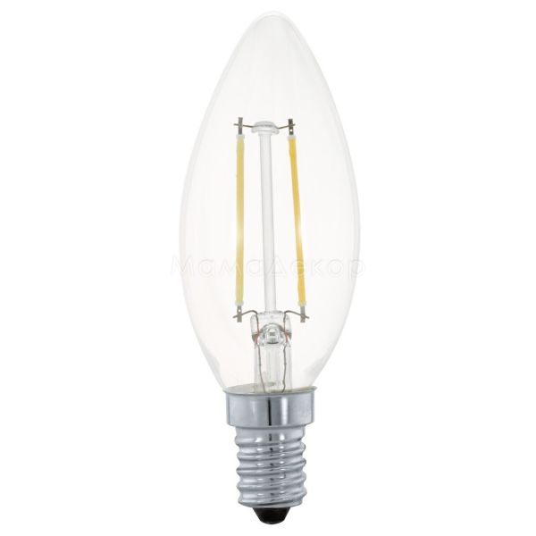 Лампа світлодіодна Eglo 11492 потужністю 2W. Типорозмір — C37 з цоколем E14, температура кольору — 2700K
