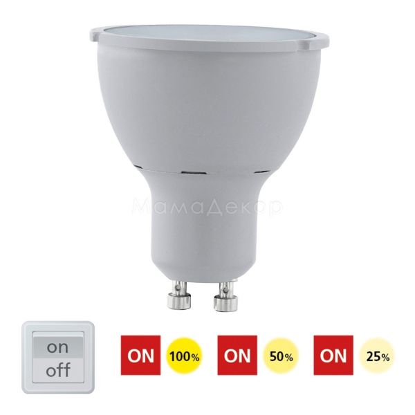 Лампа светодиодная Eglo 11541 мощностью 5W. Типоразмер — MR16 с цоколем GU10, температура цвета — 3000K