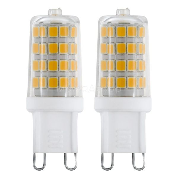 Лампа светодиодная Eglo 11674 мощностью 3W. Типоразмер — T17 с цоколем G9, температура цвета — 3000K. В наборе 2шт.
