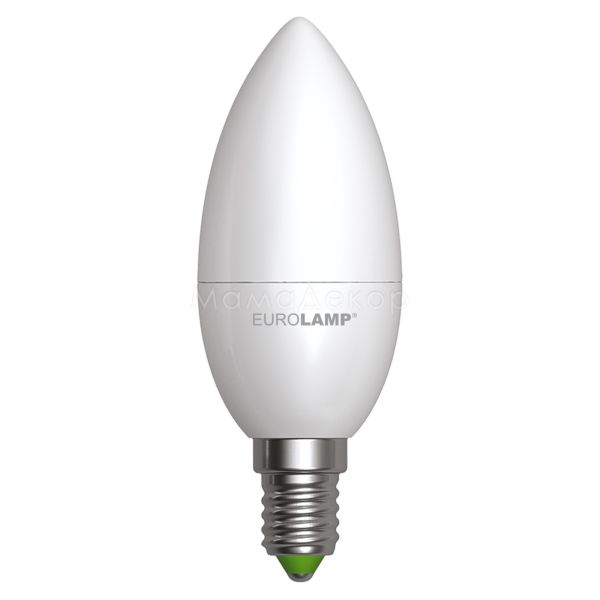 Лампа світлодіодна Eurolamp LED-CL-06143(P) потужністю 6W. Типорозмір — CL37 з цоколем E14, температура кольору — 3000K