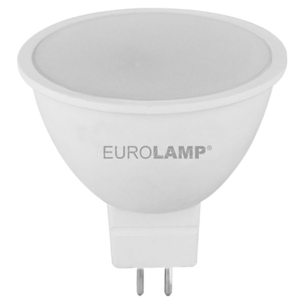 Лампа світлодіодна Eurolamp LED-SMD-03533(P) потужністю 3W. Типорозмір — MR16 з цоколем GU5.3, температура кольору — 3000K