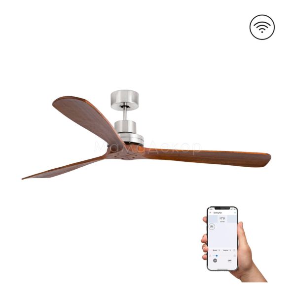 Потолочный вентилятор Faro 33464DCWT Lantau XL 1680 DC Nickel Matt 3 Blades Walnut Tuy