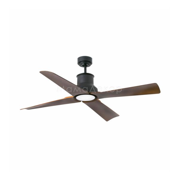 Люстра-вентилятор Faro 33481WW-7 Winche 1300mm DC Black Mat 4P Brown IP44 19W Wiz
