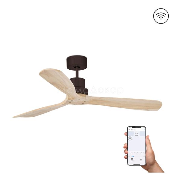 Стельовий вентилятор Faro 33562DCWT Lantau L DC 1320 Brown 3 Blades Pine Tuya
