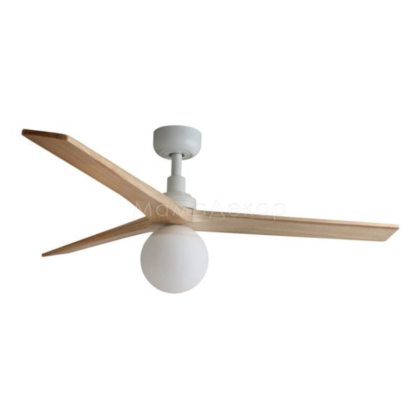 Люстра-вентилятор Faro 34280WW-11L Klim M 1250mm White 3 Blade Oak Light 1xE27 Wiz