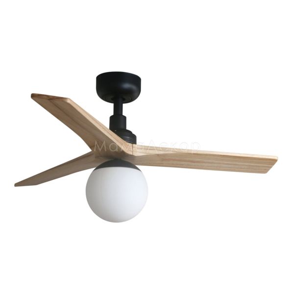 Люстра-вентилятор Faro 34284WT-11L Klim S 925mm Black 3 Blades Oak Light 1xE27 Tuya