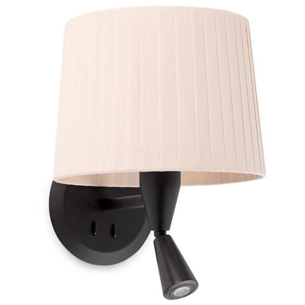 Бра Faro 64309-35 SAMBA Black/ribbon beige wall lamp with reader
