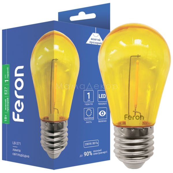 Лампа светодиодная Feron 1899 мощностью 1W. Типоразмер — S14 с цоколем E27, температура цвета — Yellow