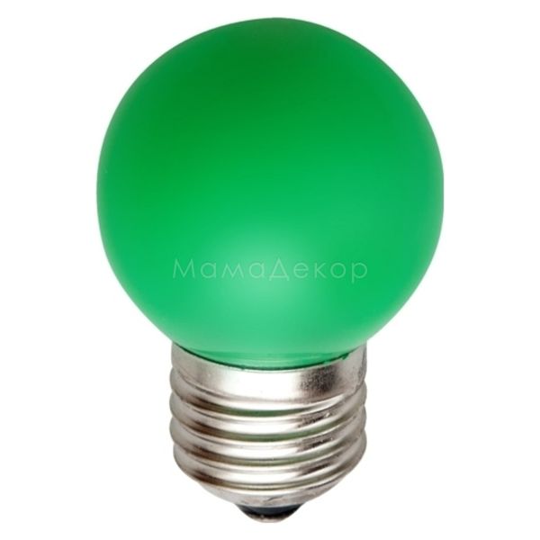 Лампа світлодіодна Feron 25117 потужністю 1W. Типорозмір — G45 з цоколем E27, температура кольору — Green