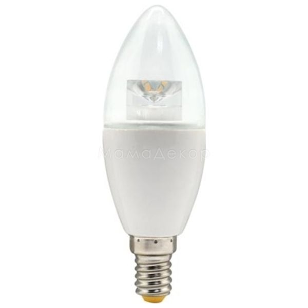 Лампа світлодіодна Feron 25559 потужністю 6W з серії Алюпласт. Типорозмір — C37 з цоколем E14, температура кольору — 2700K