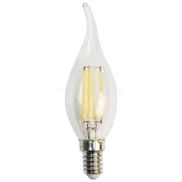Лампа светодиодная Feron 25575 мощностью 4W из серии Filament. Типоразмер — CF37 с цоколем E14, температура цвета — 2700K