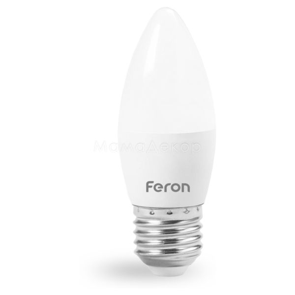 Лампа світлодіодна Feron 25807 потужністю 7W з серії Saffit. Типорозмір — C37 з цоколем E27, температура кольору — 2700K