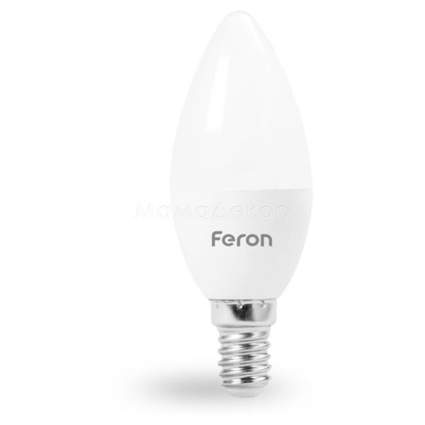 Лампа світлодіодна Feron 25809 потужністю 7W з серії Saffit. Типорозмір — C37 з цоколем E14, температура кольору — 2700K