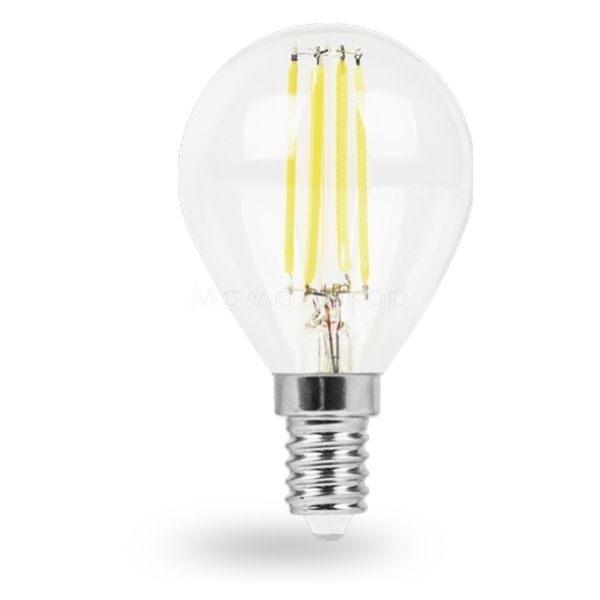 Лампа світлодіодна Feron 40091 потужністю 7W з серії LB-162. Типорозмір — P45 шар з цоколем E14, температура кольору — 4000K