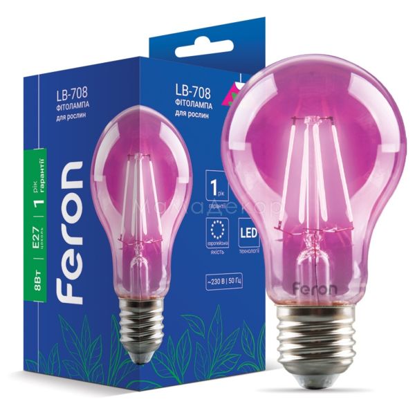 Лампа світлодіодна Feron 40139 потужністю 8W. Типорозмір — A60 з цоколем E27, 