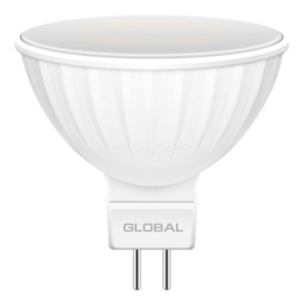 Лампа світлодіодна Global 1-GBL-113 потужністю 5W. Типорозмір — MR16 з цоколем GU5.3, температура кольору — 3000K