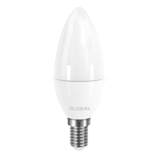 Лампа світлодіодна Global 1-GBL-134 потужністю 5W. Типорозмір — C37 з цоколем E14, температура кольору — 4100K