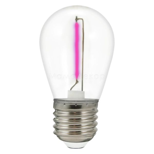 Лампа світлодіодна Goldlux 322227 потужністю 0.3W з серії Party Neon. Типорозмір — G45 з цоколем E27, температура кольору — Pink. У наборі 2шт.
