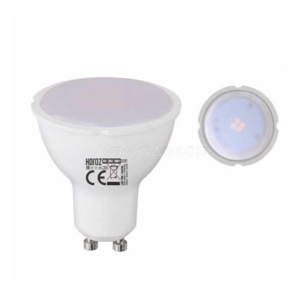 Лампа світлодіодна Horoz Electric 001-002-0006-031 потужністю 6W з серії Plus. Типорозмір — MR16 з цоколем GU10, температура кольору — 4200K