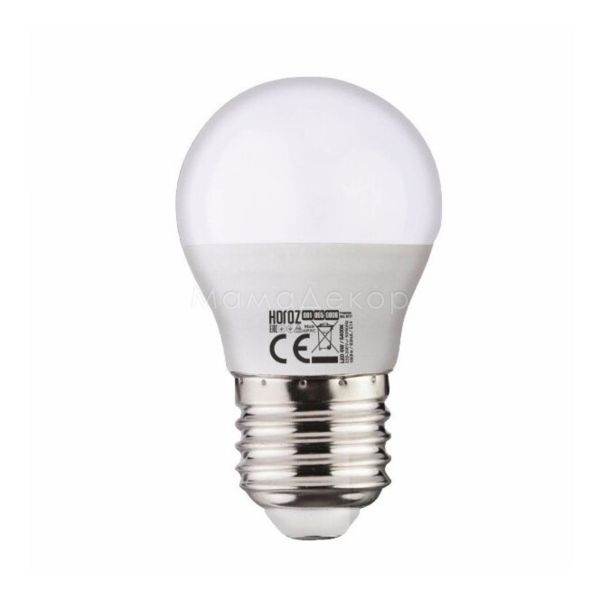 Лампа світлодіодна Horoz Electric 001-005-0008-040 потужністю 8W з серії Elite. Типорозмір — P45 з цоколем E27, температура кольору — 6400K