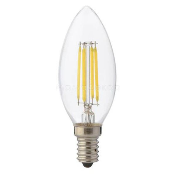 Лампа світлодіодна Horoz Electric 001-013-0006-010 потужністю 6W з серії Filament. Типорозмір — C35 з цоколем E14, температура кольору — 2700K