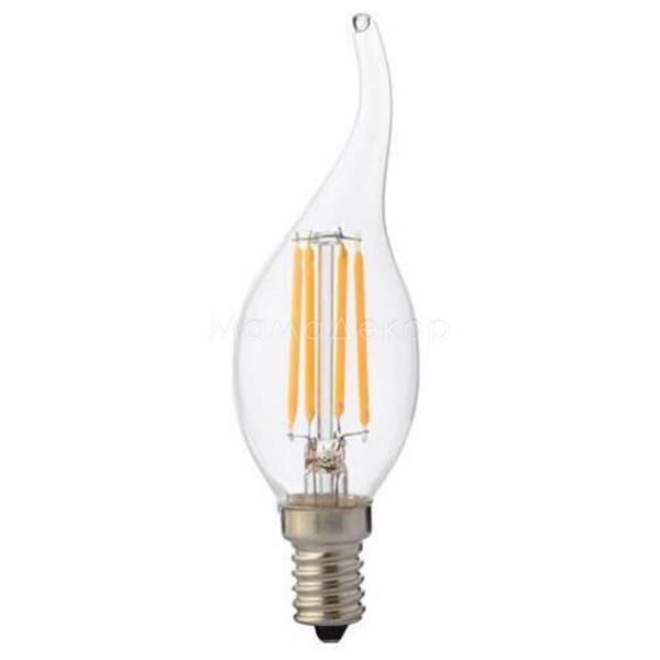 Лампа светодиодная Horoz Electric 001-014-0004-010 мощностью 4W из серии Filament. Типоразмер — C35 с цоколем E14, температура цвета — 2700K