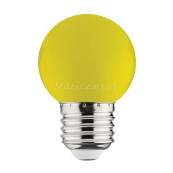Лампа світлодіодна Horoz Electric 001-017-0001-020 потужністю 1W з серії Rainbow. Типорозмір — P45 з цоколем E27, температура кольору — Yellow
