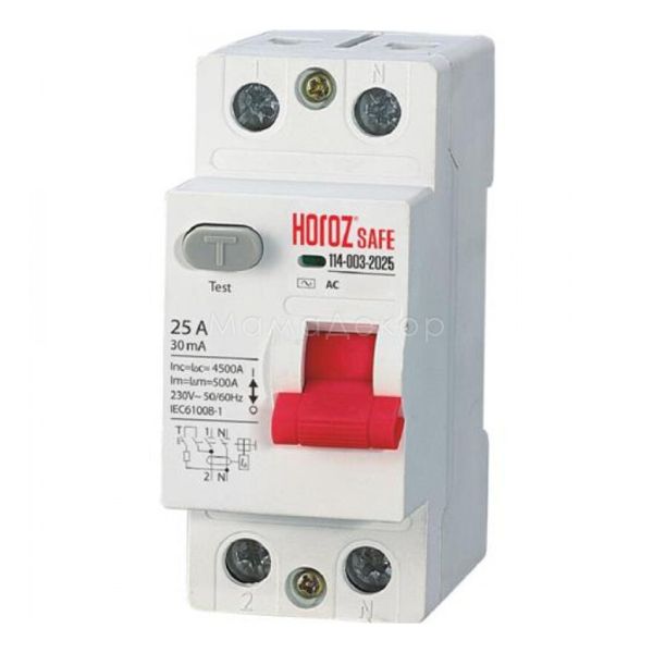 Вимикач диференціального струму, УЗО Horoz Electric 114-003-2025-010 Safe