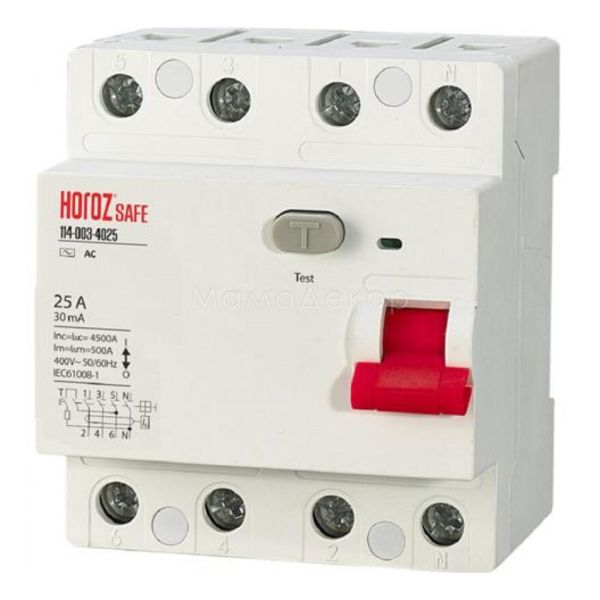 Выключатель дифференциального тока, УЗО Horoz Electric 114-003-4025-010 Safe