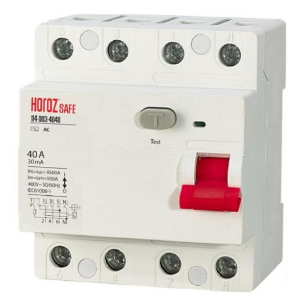 Выключатель дифференциального тока, УЗО Horoz Electric 114-003-4040-010 Safe