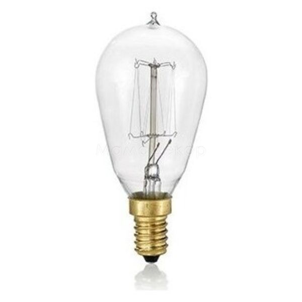 Лампа накаливания  диммируемая Ideal Lux 96216 мощностью 40W. Типоразмер — ST48 с цоколем E14, 