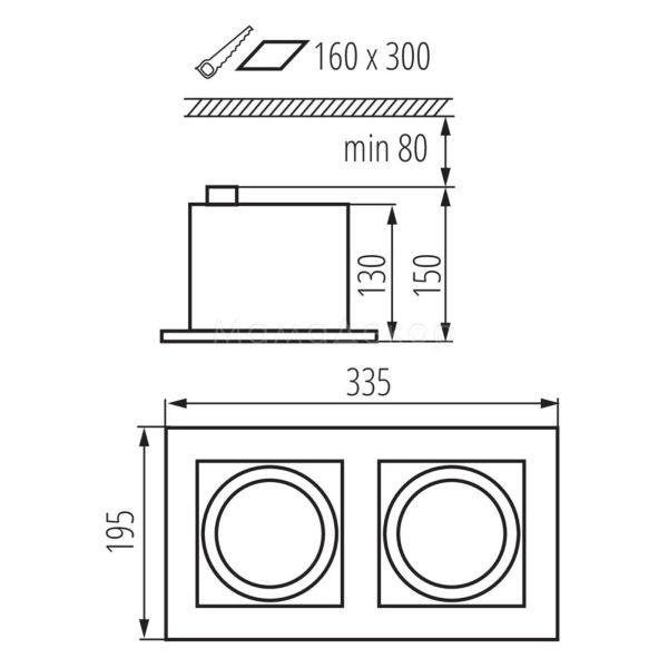 Размеры товара Kanlux 32932 Mateo ES DLP-250-B, габариты