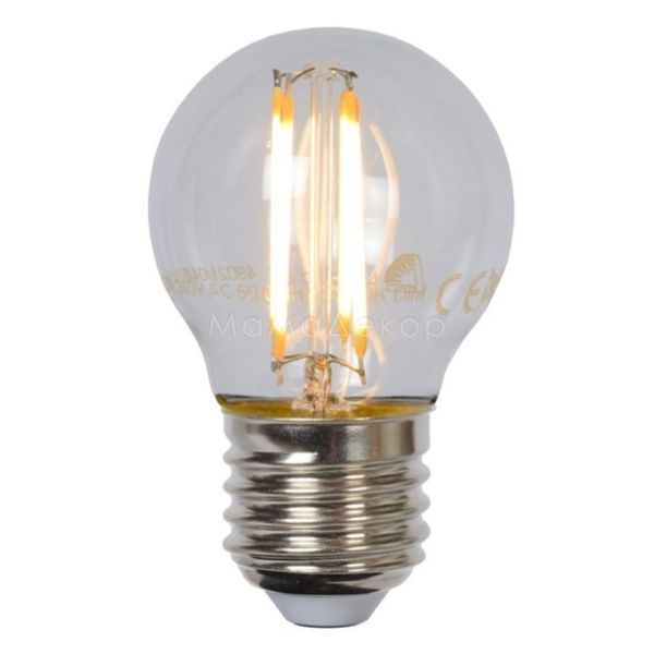 Лампа світлодіодна  сумісна з димером Lucide 49021/04/60 потужністю 4W з серії Led bulb. Типорозмір — G45 з цоколем E27, температура кольору — 2700K