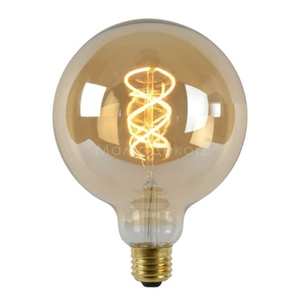 Лампа светодиодная  диммируемая Lucide 49033/05/62 мощностью 5W из серии Filament. Типоразмер — G125 с цоколем E27, температура цвета — 2200K