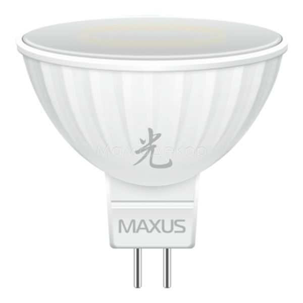 Лампа світлодіодна Maxus 1-LED-404-01 потужністю 4W з серії Sakura. Типорозмір — MR16 з цоколем GU5.3, температура кольору — 5000K
