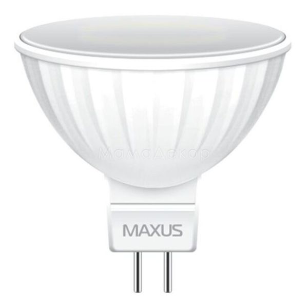Лампа світлодіодна Maxus 1-LED-512-02 потужністю 5W. Типорозмір — MR16 з цоколем GU5.3, температура кольору — 4100K
