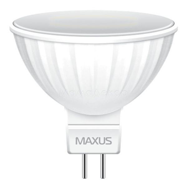 Лампа светодиодная Maxus 1-LED-515 мощностью 8W. Типоразмер — MR16 с цоколем GU5.3, температура цвета — 3000K