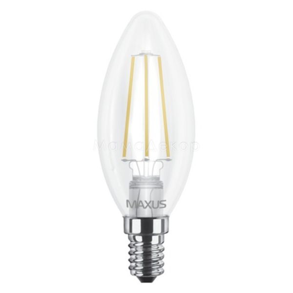 Лампа світлодіодна Maxus 1-LED-538-01 потужністю 4W. Типорозмір — C37 з цоколем E14, температура кольору — 4100K