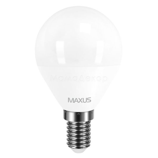 Лампа світлодіодна Maxus 1-LED-5411 потужністю 4W. Типорозмір — G45 з цоколем E14, температура кольору — 3000K
