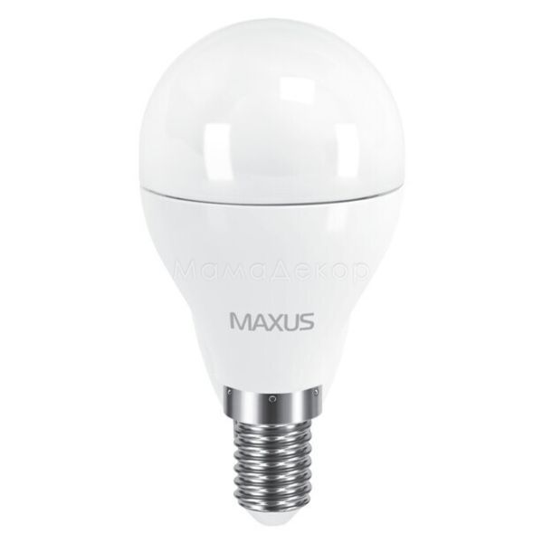 Лампа світлодіодна Maxus 1-LED-543 потужністю 6W. Типорозмір — G45 з цоколем E14, температура кольору — 3000K
