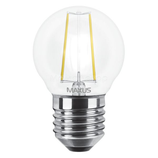 Лампа светодиодная Maxus 1-LED-546 мощностью 4W из серии Filament. Типоразмер — G45 с цоколем E27, температура цвета — 4100K